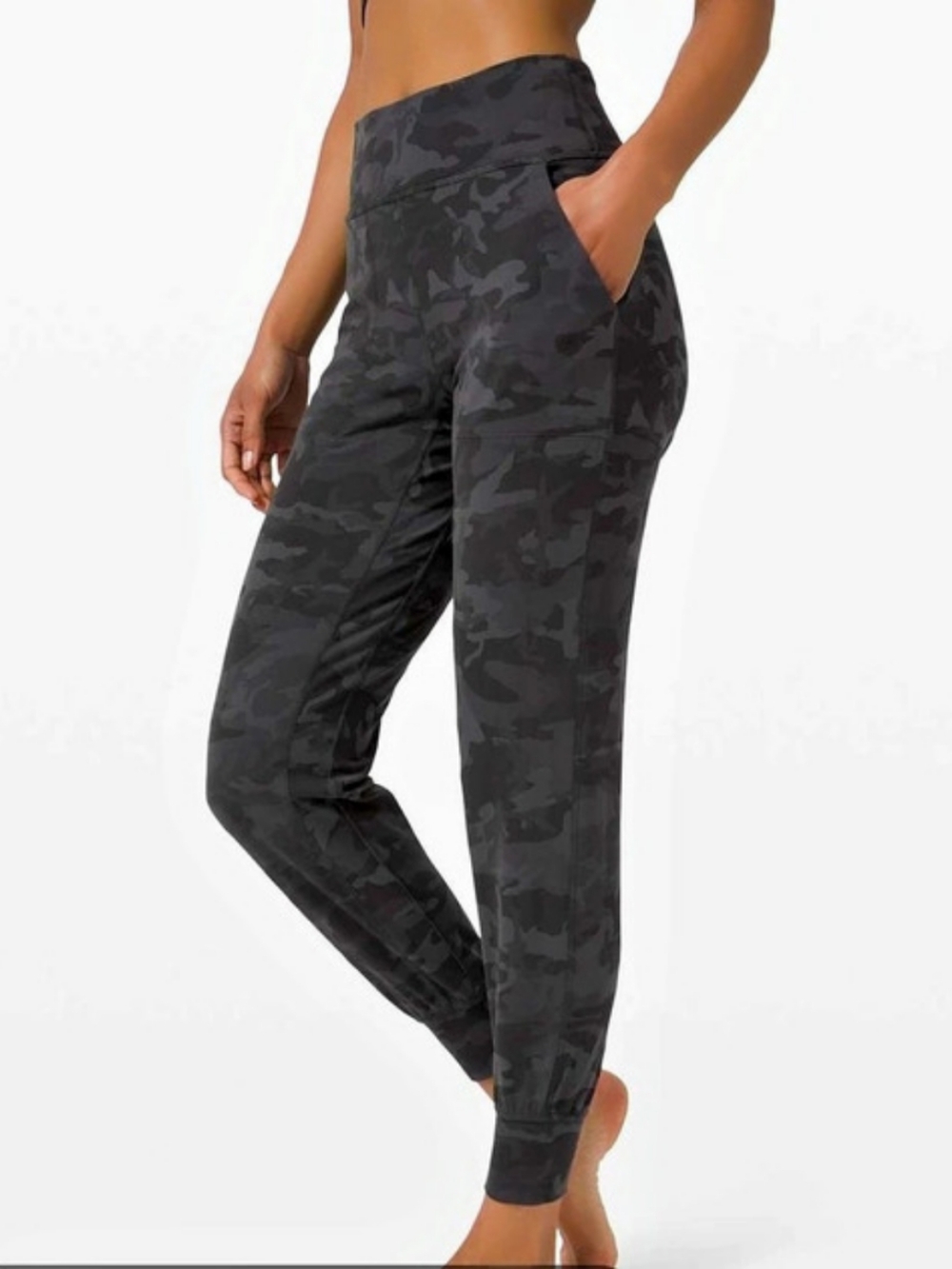 lululemon Align Jogger 28" Camo Leggings Black Pockets Size 4